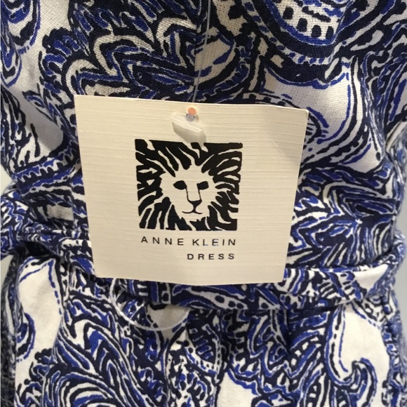 Anne Klein Navy and White Paisley Mini Dress 2 - Picture 5 of 7